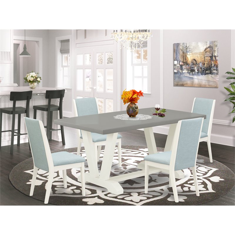 East West Furniture V-Style 5-piece Dining Set w/ Rectangular Top in White