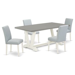 East West Furniture V-Style 5-piece Breakfast Table and Dining Chairs in White