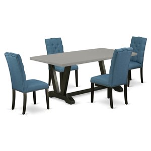 East West Furniture V-Style 5-piece Traditional Wood Dining Room Set in Black