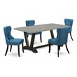 East West Furniture V-Style 5-piece Dining Set with Rectangular Top in Black