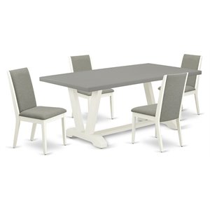 East West Furniture V-Style 5-piece Dining Set with Stylish Chair Back in White