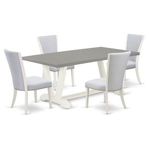 East West Furniture V-Style 5-piece Dining Set with Upholstered Seat in White