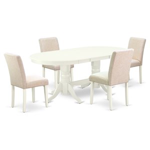 East West Furniture Vancouver 5-piece Wood Dining Set in Linen White/Light Beige