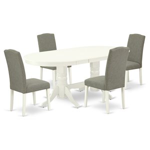 East West Furniture Vancouver 5-piece Wood Dining Set in White/Dark Shitake