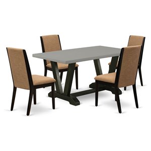 East West Furniture V-Style 5-piece Wood Awesome Dining Table Set in Black