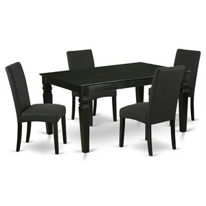 East West Furniture Weston 5-piece Wood Kitchen Set in Black