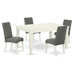 East West Furniture Weston 5-piece Wood Dining Set in Linen White/Gray