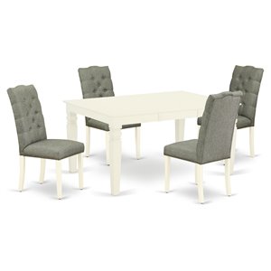 East West Furniture Weston 5-piece Wood Dining Set in Linen White