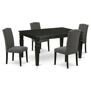 East West Furniture Weston 5-piece Wood Dining Set in Black/Dark Gotham Gray