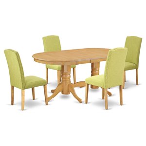 East West Furniture Vancouver 5-piece Wood Dining Set in Oak/Limelight