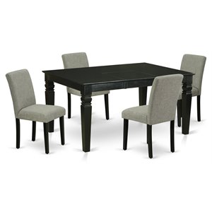 East West Furniture Weston 5-piece Wood Dining Set in Black/Shitake