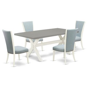 East West Furniture X-Style 5-piece Wood Dining Set with Fabric Seat in White