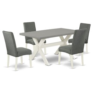 East West Furniture X-Style 5-piece Wood Dining Room Set in Linen White