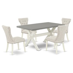 East West Furniture X-Style 5-piece Wood Dining Room Set in Linen White/Doeskin