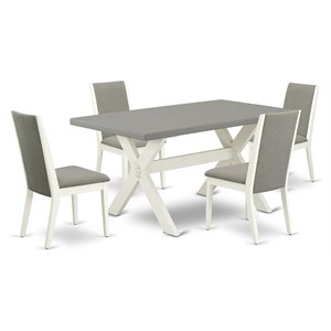 East West Furniture X-Style 5-piece Wood Dining Room Set in White/Shitake
