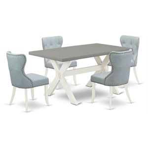East West Furniture X-Style 5-piece Wood Kitchen Set in Linen White