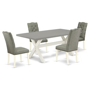 East West Furniture X-Style 5-piece Wood Dining Table and Chair Set in White