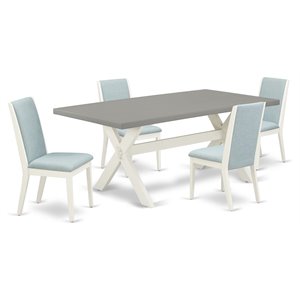 East West Furniture X-Style 5-piece Wood Kitchen Table and Chair Set in White