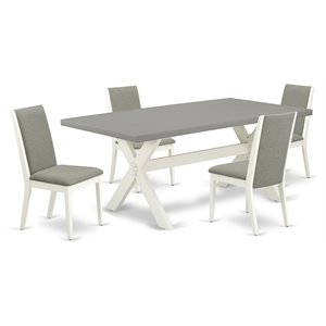 East West Furniture X-Style 5-piece Wood Dining Set in Linen White