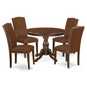 East West Furniture Hartland 5-piece Wood Dining Set in Mahogany