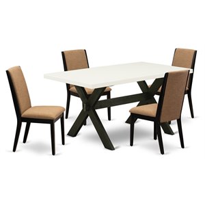 East West Furniture X-Style 5-piece Wood Dining Set in Black/Light Sable