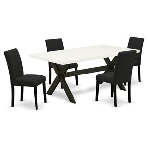 East West Furniture X-Style 5-piece Wood Kitchen Table and Chair Set in Black