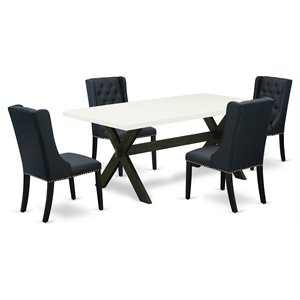 East West Furniture X-Style 5-piece Wood Dining Table Set in Black