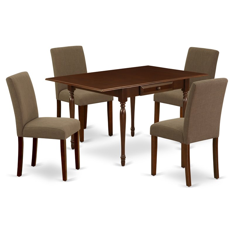East West Furniture 5Pcs Wood Dining Set in Mahogany/Coffee