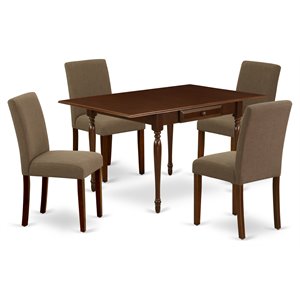 East West Furniture 5Pcs Wood Dining Set in Mahogany/Coffee