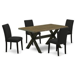 East West Furniture X-Style 5-piece Wood Kitchen Table and Chairs in Black