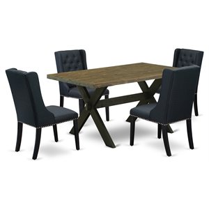 East West Furniture X-Style 5-piece Wood Dining Room Set in Black