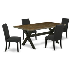 East West Furniture X-Style 5-piece Wood Dining Set in Jacobean/Black