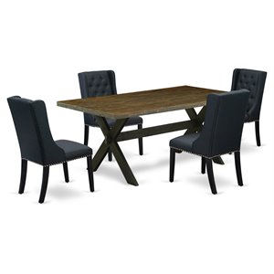 East West Furniture X-Style 5-piece Wood Dining Room Table Set in Black