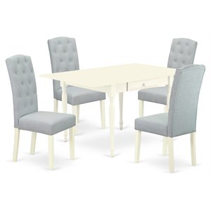 East West Furniture 5Pcs Wood Dining Set in Linen White/Baby Blue