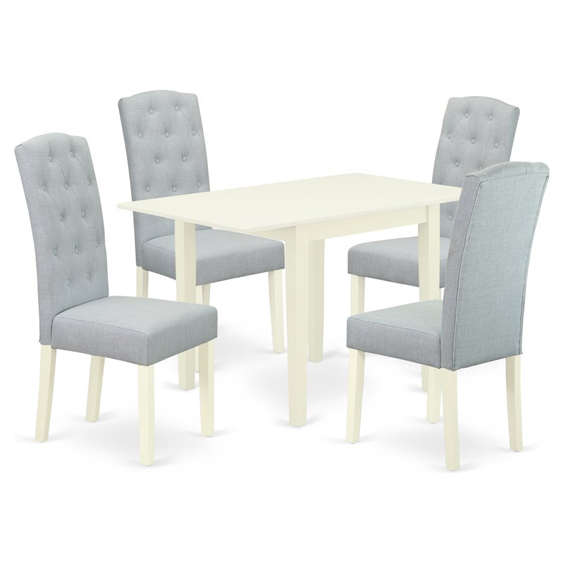 East West Furniture 5-Piece Wood Dining Set in Baby Blue/Linen White