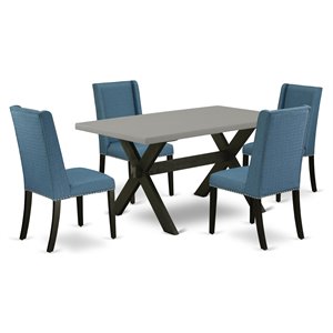 East West Furniture X-Style 5-piece Wood Dining Table and Chair Set in Black