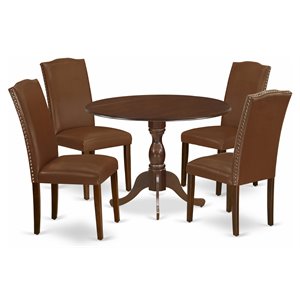 East West Furniture Dublin 5-piece Wood Dining Set in Mahogany