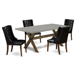 East West Furniture X-Style 5-piece Wood Dining Set in Jacobean Brown