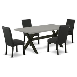 East West Furniture X-Style 5-piece Wood Dinette Table Set in Black