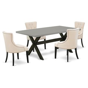 East West Furniture X-Style 5-piece Wood Dining Set in Black/Light Beige