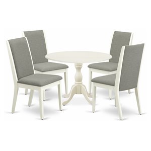 East West Furniture Dublin 5-piece Wood Dining Set in Linen White/Shitake