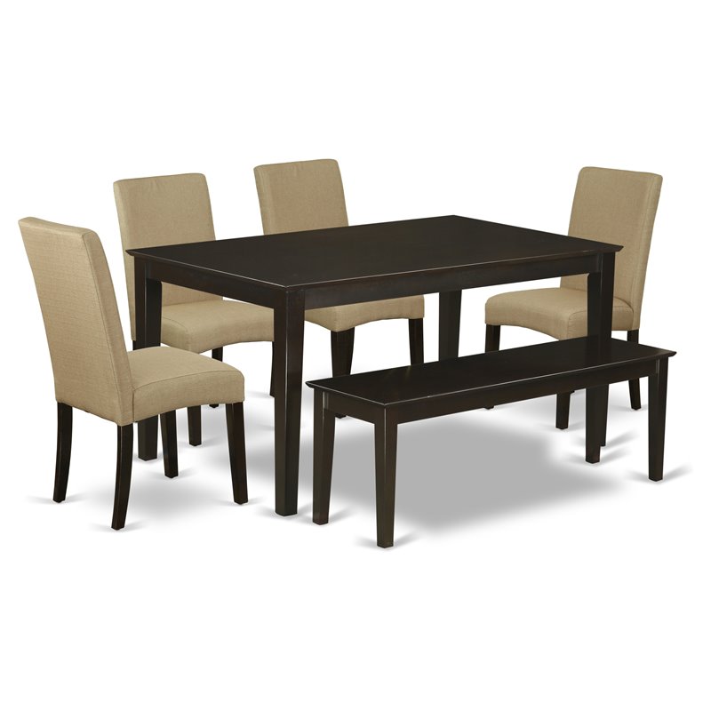 East West Furniture Capri 6-piece Wood Dining Set in Cappuccino/Brown