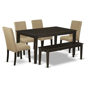 East West Furniture Capri 6-piece Wood Dining Set in Cappuccino/Brown
