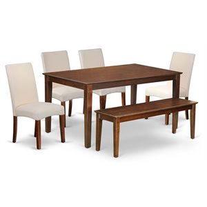 East West Furniture Capri 6-piece Wood Dining Set in Mahogany/Cream