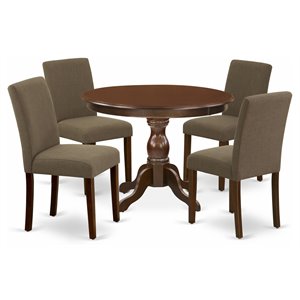 East West Furniture Hartland 5-piece Wood Dining Set in Mahogany/Coffee