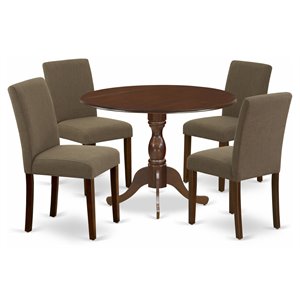 East West Furniture Dublin 5-piece Wood Dining Set in Mahogany/Coffee