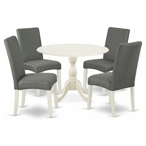 East West Furniture Dublin 5-piece Wood Dining Set in Linen White/Gray