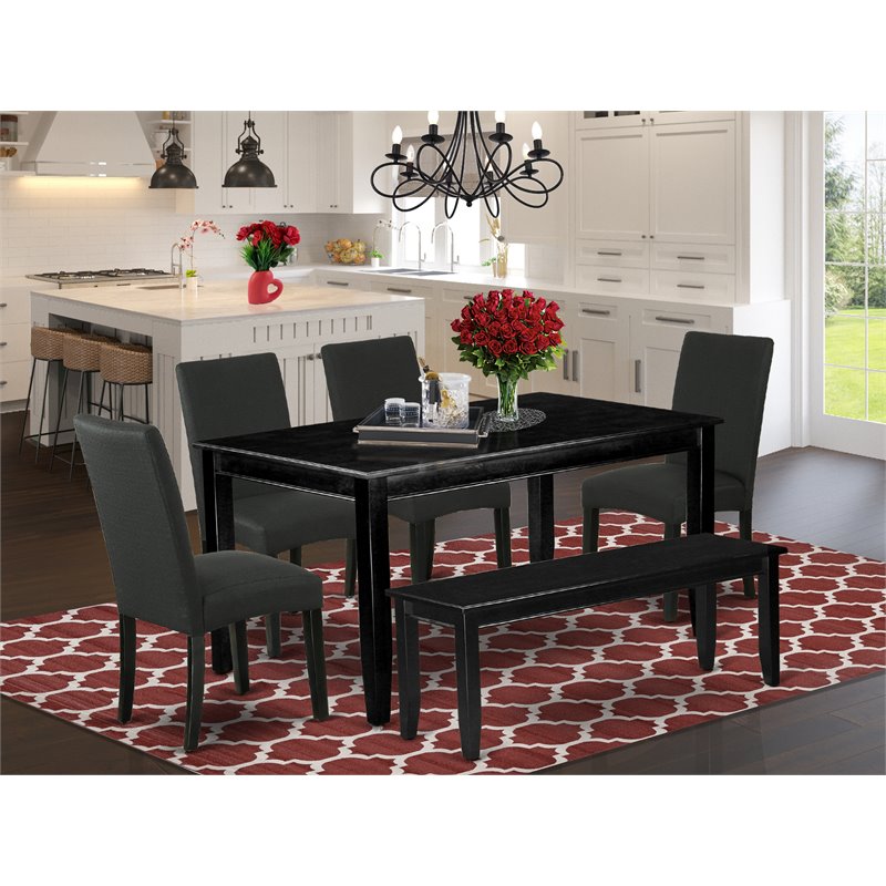 East West Furniture Dudley 6-piece Traditional Wood Dining Set in Black