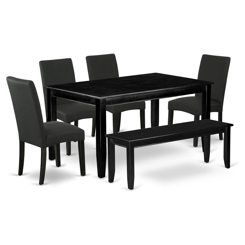 East West Furniture Dudley 6-piece Traditional Wood Dining Set in Black