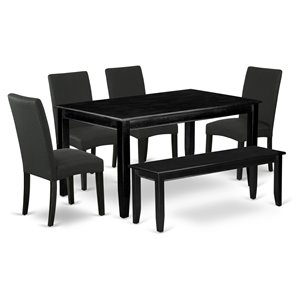 East West Furniture Dudley 6-piece Traditional Wood Dining Set in Black